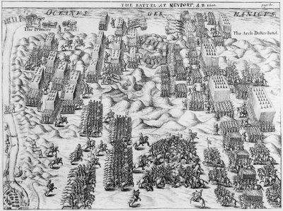 Maurice Defeats the Austrians at the Battle of Nieuport, 1600 by English School
